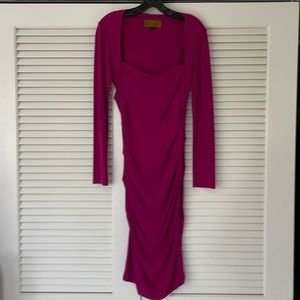 Nicole Miller raspberry/fuscia square neck dress